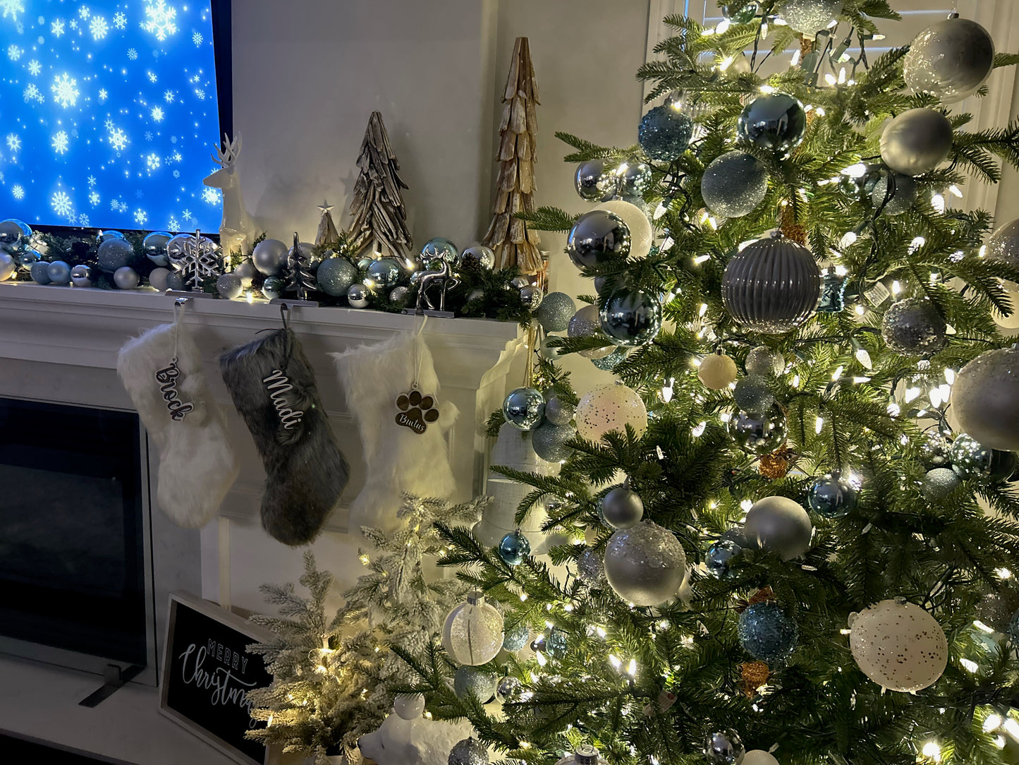 Faux Fur Christmas Stockings With Personalized Wood Tag